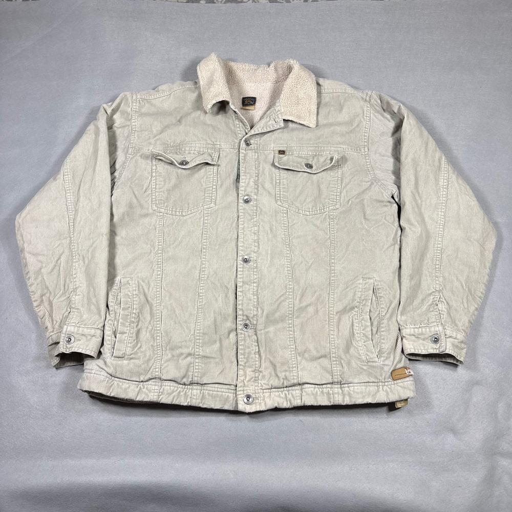 Quiksilver Mens Corduroy Sherpa Lined Trucker Jacket Tan Beige XL R306285